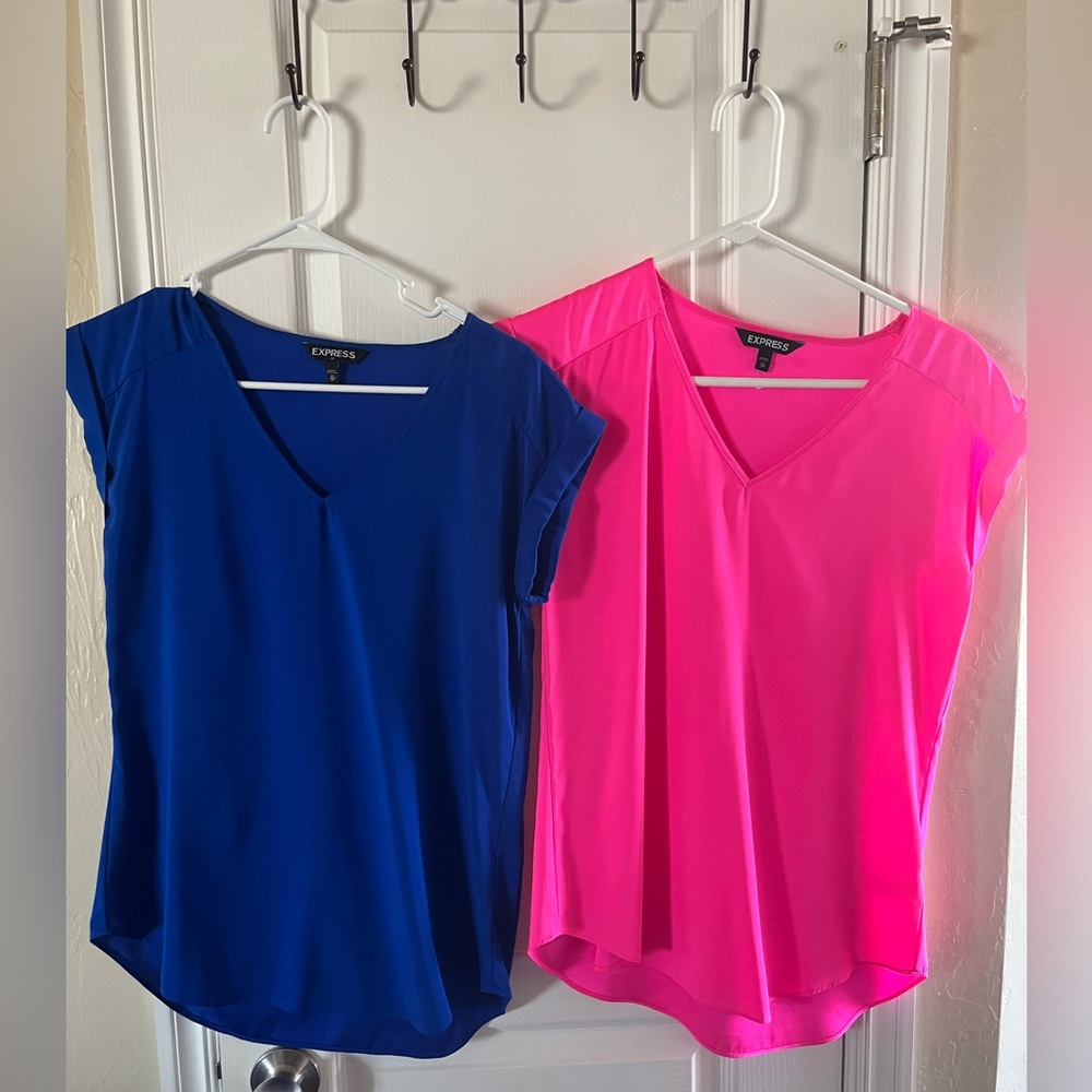 2-Express Vibrant Blue  and Pink Tops